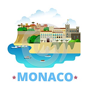 Monaco country design template Flat cartoon style