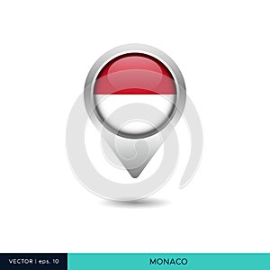 Monaco flag map pin vector design template.
