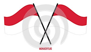 Monaco Flag Waving Vector Illustration on White Background. Monaco National Flag