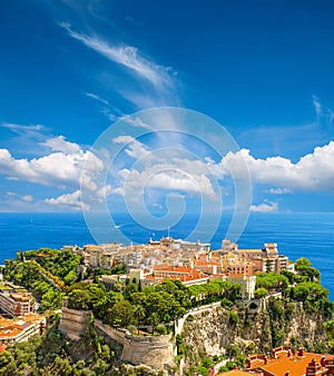 Monaco French riviera. Mediterranean Sea with blue sky