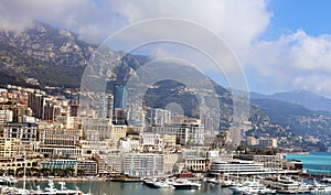 Monaco Grand Prix French riviera, CÃ´te d`Azur, mediterranean coast, Eze, Saint-Tropez, Cannes. Blue water and luxury yachts.