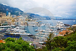 Monaco, panoramic view of port de Fontvieille. French riviera, a