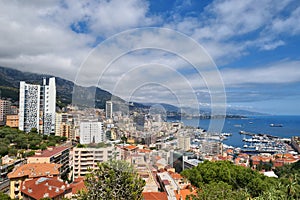 Monaco Port Hercules and Monte Carlo scenic landmark cityscape view