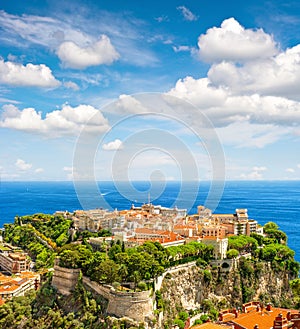 Monaco with Princes Palace. Mediterranean Sea. French riviera