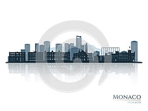 Monaco skyline silhouette with reflection.