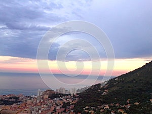 Monaco sunset, panorama view