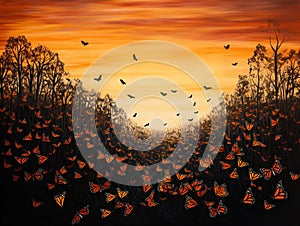 Monarch Butterflies\' Journey: Migration over the Forest Canopy