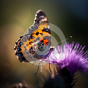 Monarch Butterfly on Blooming Wildflower in Verdant Meadow