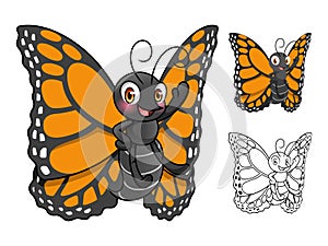 Monarch Butterfly Cartoon Character Design Vector Illustration