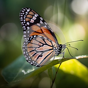Monarch Butterfly Resting on Milkweed in Meadow