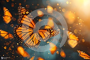 Monarch Butterfly\'s Twilight Dance. Concept Nature Photography, Wildlife Encounters, Insect photo