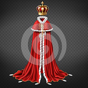 Monarch crown and garment realistic vector