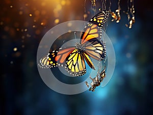 Ai Generated illustration Wildlife Concept of Monarch emerging