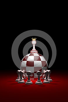 Monarchy. Power without oppositions. Chess metaphor. 3D render