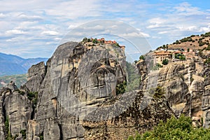 Monasteries on top of Meteora rocks in Greece