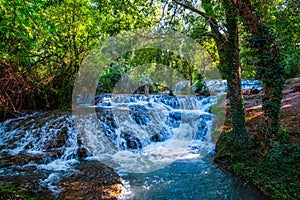 The Monasterio de Piedra park in Nuevalos, Spain, in a hundred-year-old forest full of magical waterfalls