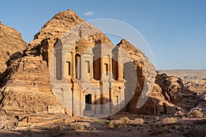 The Monastery or Ad Deir, one of seven wonder in the world, Petra ancient city in Jordan