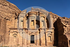 The monastery or Ad Deir in Petra ancient city, Jordan