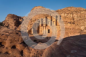 The Monastery or Ad Deir in Petra ruin and ancient city UNESCO world heritage, Jordan, Arab