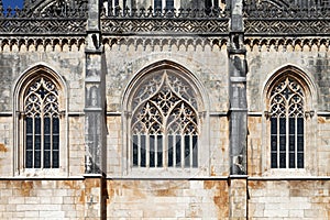 Monastery of Batalha. Gothic windows in tracery of the Capela do Fundador