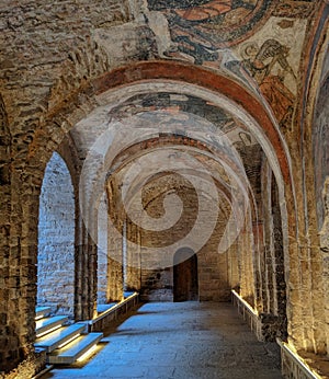 Monastery of the Cardona castle with roof frescos. photo