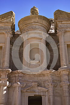 Monastery carved into the rock of the city of Petra