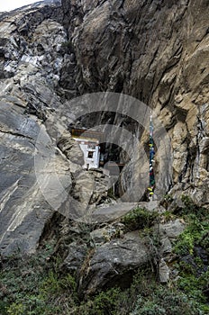 Monastery cave where a monk named Khado Yeshi Tsogyal practised â€˜Vajrakilayaâ€™, Tiger`s Nest, Taktshang monastery, Bhutan