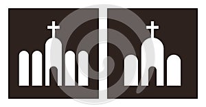 Monastery and church icon set