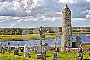 The monastery of Clonmacnoise, Ireland photo