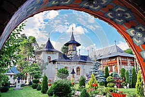 Orthodox church - Monastery Bujoreni - landmark attraction in Vaslui County, Romania