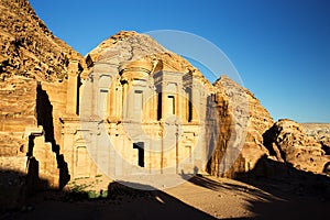 The Monastery (El Dayr) in Petra Ancient City in a Golden Sun