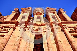 The Monastery (El Dayr) in Petra Ancient City in a Golden Sun