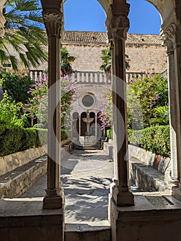 monastery garden sun cloister columns