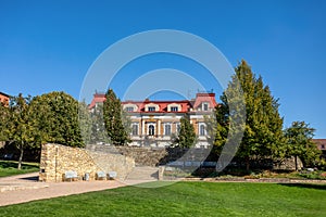 Monastery garden view of Hospital for long term sickness. Litomysl, Czech Republic
