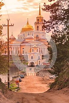 Monastery on island of lake Seliger, Russia