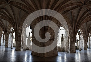 Monastery of Jeronimos Mosteiro dos Jeronimos, manueline style, in Lisbon, Portugal