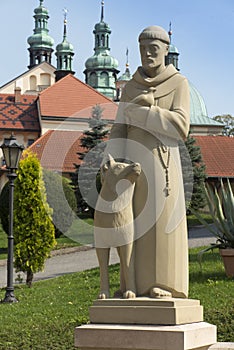 Monastery of Kalwaria Zebrzydowska, and the UNESCO world heritage site in Lesser Poland. Statue of Saint Francis