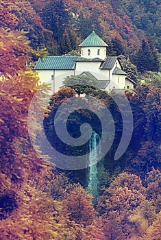Monastery in the mountains autumn