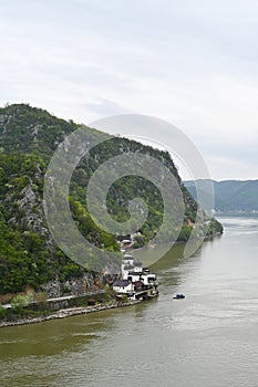 Monastery of Mrakonia on the Romanian side of the Danube Djerdap gorge. View from above