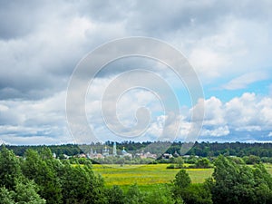 Monastery Optina Pustyn in the summer. City of Kozelsk. Russia, panoramic view of the famous monastery