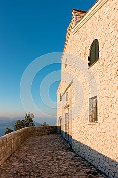 The monastery of Pantokrator on top of the mountain of the same name in Corfu, Greece