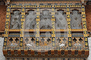 Monastery in Punakha Bhutan Details of Woodwork and Desgin