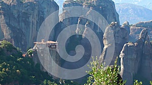 Monastery of Rousanou on the cliff in Meteora