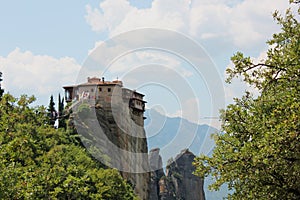 Monastery of Rousanou St. Barbara in Meteora rock formation Kalambaka Greece