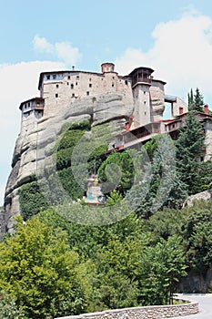 Monastery of Rousanou St. Barbara in Meteora rock formation Kalambaka Greece