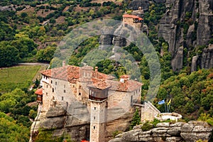 The Monastery of Rousanou or St. Barbara Monastery and the Monastery of St. Nicholas at Meteora.