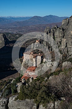 The Monastery of Rousanou or St. Barbara Monastery and the Monastery of St. Nicholas at Meteora. Meteora is one of the largest bu