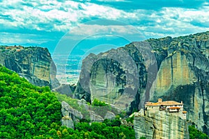 Monastery of Roussanou and holy trinity at Meteora, Greece