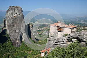 Monastery Roussanou And Valley Meteora, Greece photo