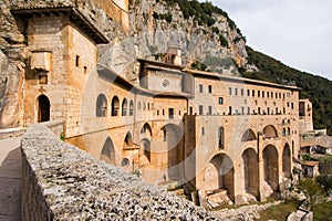 Monastery of Sacred Cave Sanctuary of Sacro Speco of Saint Benedict in Subiaco, province of Rome, Lazio, central Italy photo